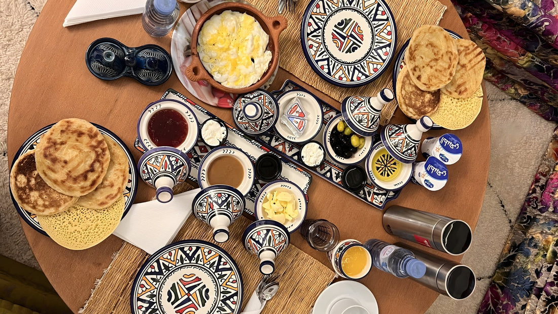 Moroccan breakfast table at Riad Chama in Essaouira